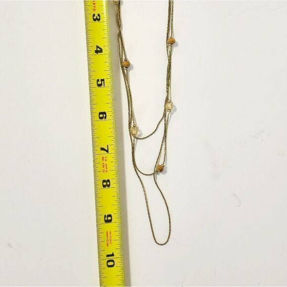 Vintage triple strand gold chain beaded necklace - Picture 5 of 5